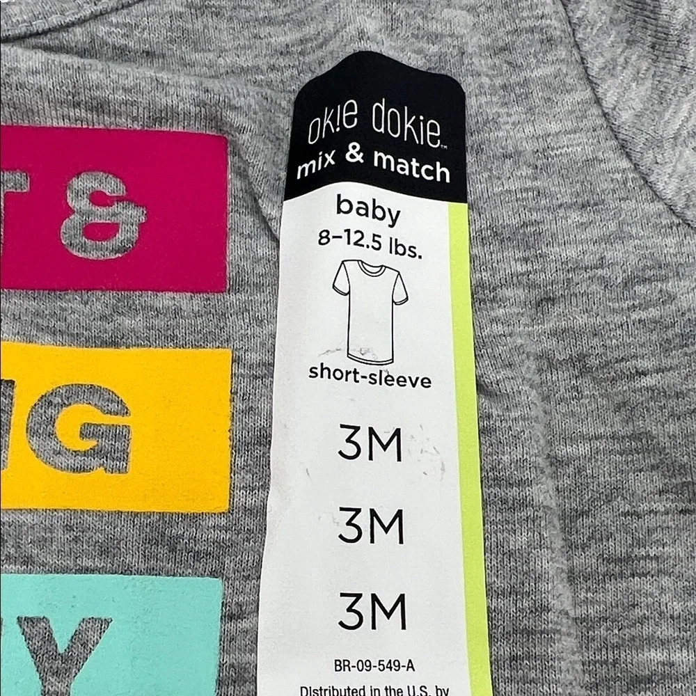 Okie Dokie Baby Girls 3M Gray Short Sleeve Top “Smart & Strong Like My Mama”